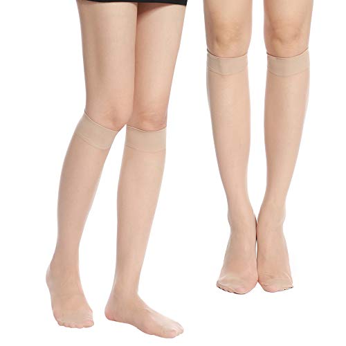 HA WA Damen Kniestrümpfe 9er Pack mit weichem Bund für Erwachsene Feinkniestrümpfe,20 Den Transparent,Hautfarben von HA WA