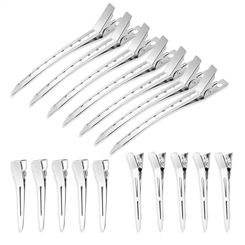 HAALII Ente Bill Clips, rostfreie Metall Alligator Curl Clips mit Löchern für Haarstyling, Färbung, Silber, Billed Frauen Styling Schnitt, Silber Pins langes Haar, Loc dicke Rolle, Bögen DIY, 60Pcs HAALII Ente Bill Clips, rostfreie Metall Alligator Curl Clips mit Löchern für Haarstyling, Färbung, Silber, Billed Frauen Styling Schnitt, Silber Pins langes Haar, Loc dicke Rolle, Bögen DIY, 60Pcs von HAALII