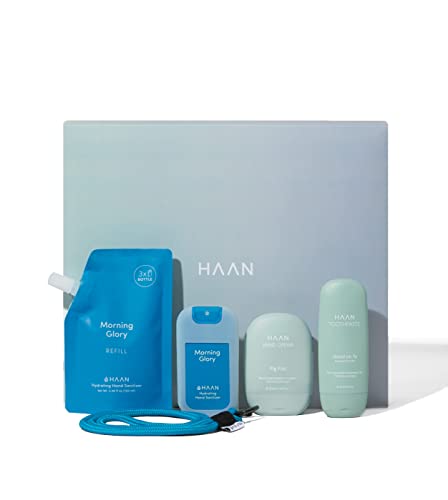 HAAN - Aquamarine Gift Pack - Handreiniger 30 ml + Nachfüllbeutel 100 ml, Handcreme 50 ml, Zahnpasta 55 ml - Nachfüllpackungen von HAAN