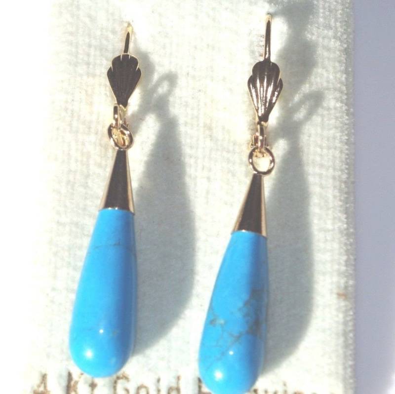 45 Mm Hochwertige Ohrringe Mit Türkis Arizona Teardrop von HAANDMADEJEWELRY