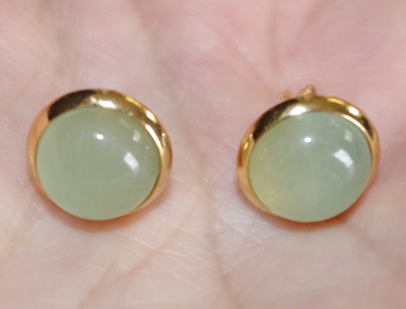 Grüne Jadeit Jade Runde Kuppel 12 Mm Ohrstecker 14K Gold Filled von HAANDMADEJEWELRY