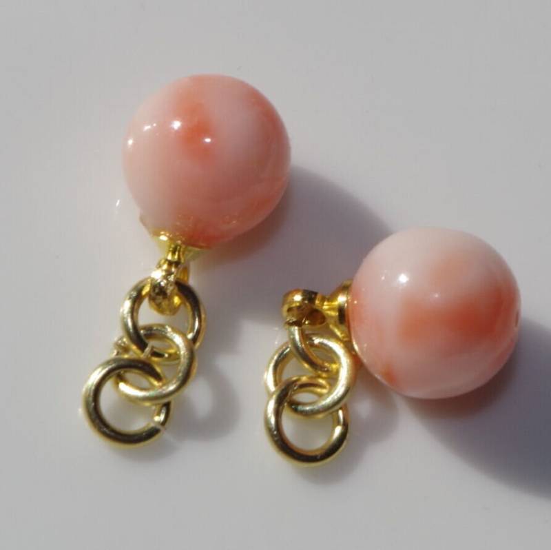 Handgemachte Ohrringe Aus Engelshaut Koralle 14K Gf Jackets, Vintage-stil von HAANDMADEJEWELRY