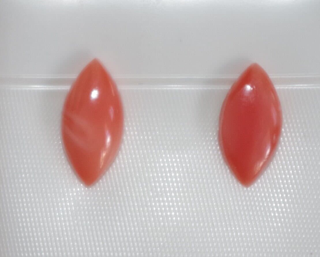 Lachs Marquise Cut Coral 12 Mm Große 14K Gf Handmade Ohrstecker Pp von HAANDMADEJEWELRY