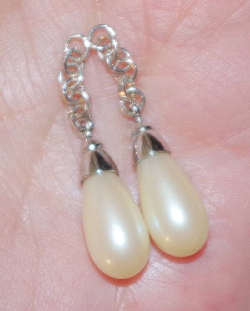 Ohrringe Aus Echtem Silber Mit Mallorca-Perle in Tropfenform von HAANDMADEJEWELRY