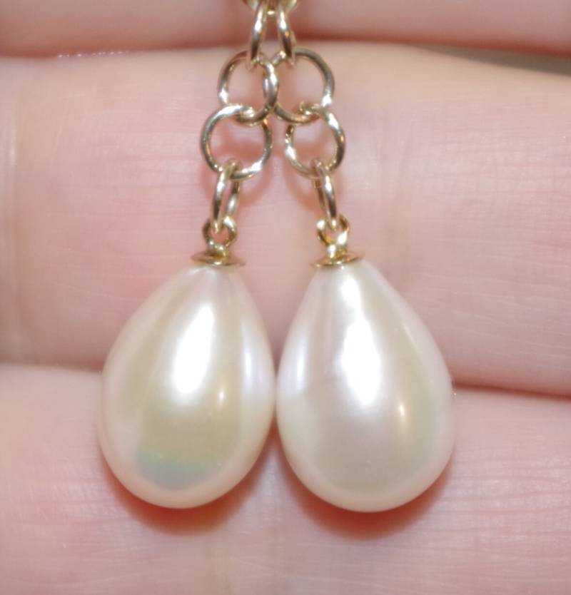 Qualität Japan 14K Golden White 25 - 27 Mm Teardrop Zuchtperle Ohrringe Jacken von HAANDMADEJEWELRY