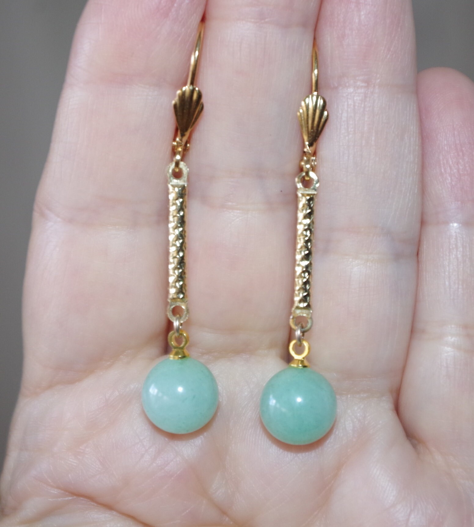 Vintage 14K Gf Jadeit Jade Ohrringe von HAANDMADEJEWELRY