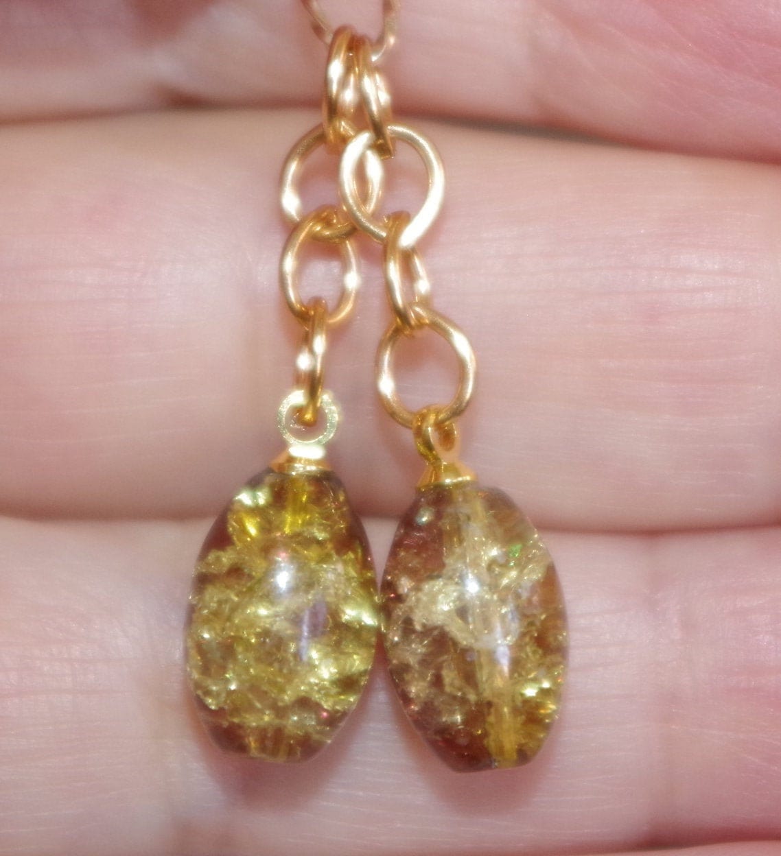 Vintage Firey Opalite Drop 14K Gf 30 Mm Jacken Verwendung Mit Beliebigen Bolzen von HAANDMADEJEWELRY