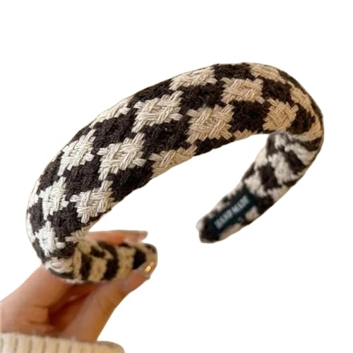 Damen Haarbänder Haar Elastic Hair Band Band Gitterdruck Schwamm Stirnband Damen Girl Wide Side Hairband Hair Hoop Weibliche Haarzubehör-10 Strickgitter von HAAR