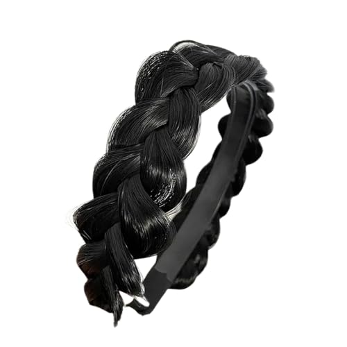 Damen Haarbänder Haar Frauen Synthetische Perücke Twist Flouged Hair Bands Mode Zöpfe Haarzubehör Frauen Stirnband Stretch Für Party-A-Black von HAAR