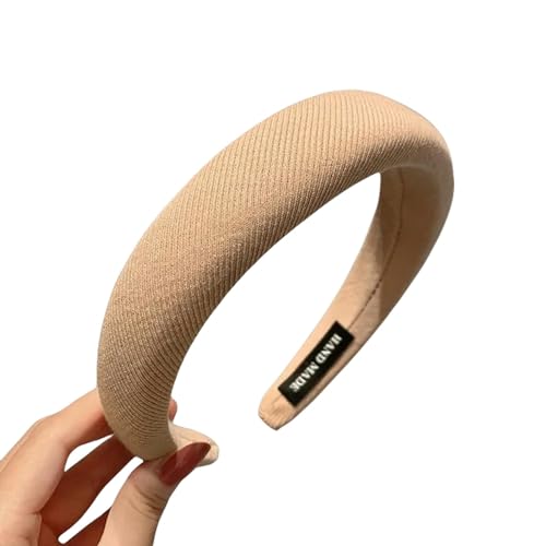 Damen Haarbänder Haar Mode Hair Hoop Haarbänder Für Frauen Mädchen Blühen Feste Farbe Stirnbänder Breite Haarbänder Haarzubehör Kopfbedeckung-Stil 4-Khaki von HAAR