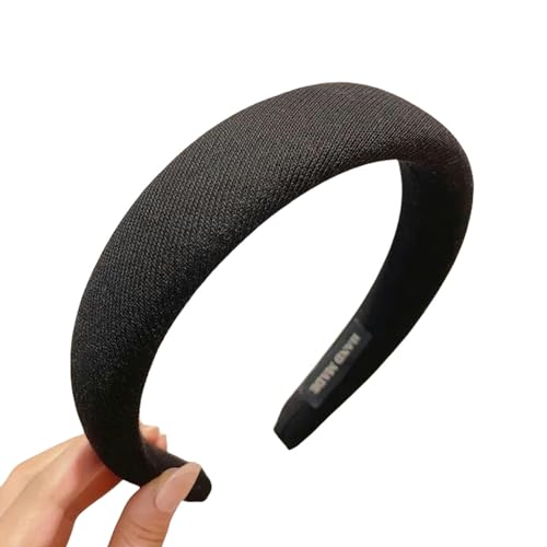 Damen Haarbänder Haar Mode Hair Hoop Haarbänder Für Frauen Mädchen Blühen Feste Farbe Stirnbänder Breite Haarbänder Haarzubehör Kopfbedeckung-Stil 4-Schwarz von HAAR