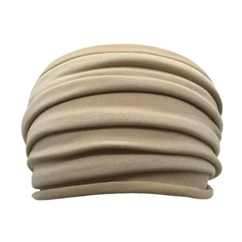 Damen Haarbänder Haar Solid Women Wide Sports Fold Haarband Yoga Stretch Stirnband Elastizität Running Turban Running Headwap Hair Band-Beige von HAAR