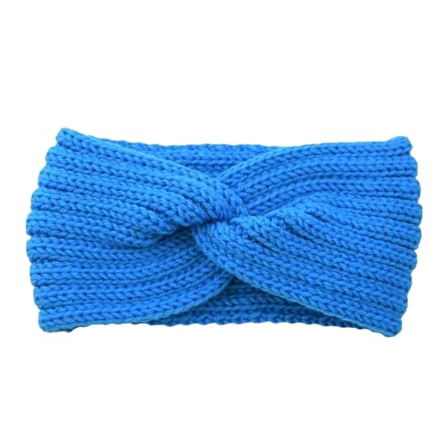 Damen Haarbänder Haar Winter Wide Strick Kreuzstirnband Für Frauen Modische Farbige Elastische Yoga Turban Bandage Bandanas Haarbänder-Stil 2 Blau von HAAR