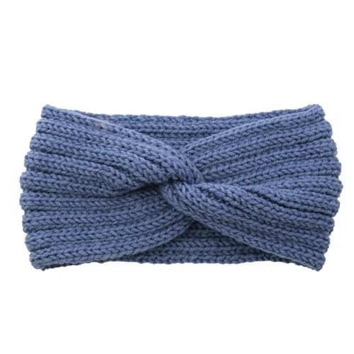 Damen Haarbänder Haar Winter Wide Strick Kreuzstirnband Für Frauen Modische Farbige Elastische Yoga Turban Bandage Bandanas Haarbänder-Stil 2 Denim Blau von HAAR