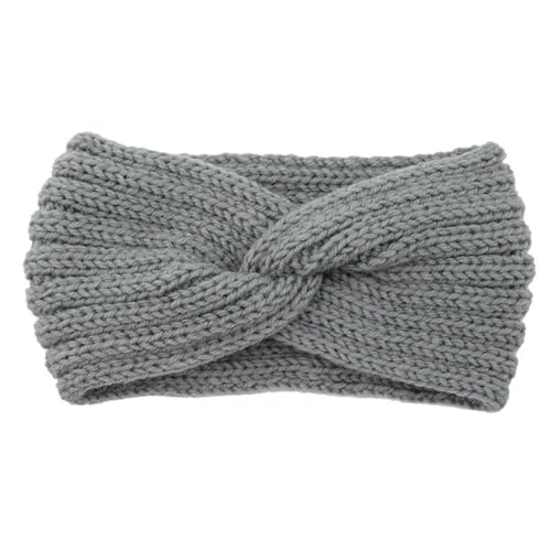 Damen Haarbänder Haar Winter Wide Strick Kreuzstirnband Für Frauen Modische Farbige Elastische Yoga Turban Bandage Bandanas Haarbänder-Stil 2 Grau von HAAR