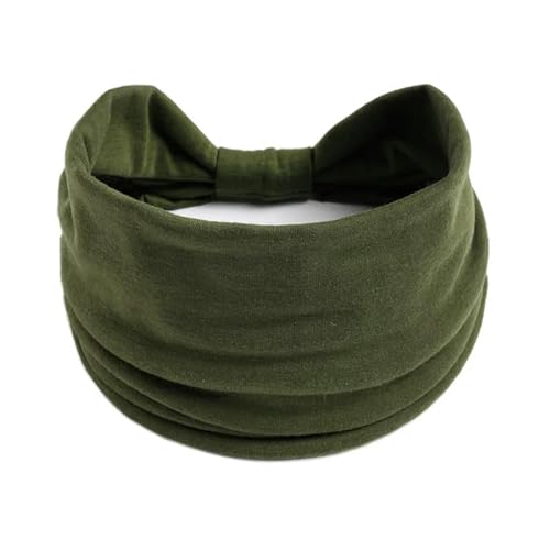 Damen Haarbänder Haarfindfarbe Breite Stirnband Vintage Knot Elastic Turban Headwap Für Frauen Mädchen Baumwolle Weiche Bandana Haarzubehör-Grün-Diese Größe Passt Jedem von HAAR