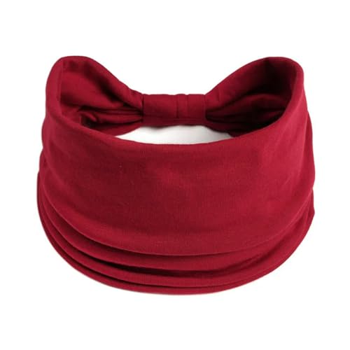 Damen Haarbänder Haarfindfarbe Breite Stirnband Vintage Knot Elastic Turban Headwap Für Frauen Mädchen Baumwolle Weiche Bandana Haarzubehör-Rot-Diese Größe Passt Jedem von HAAR