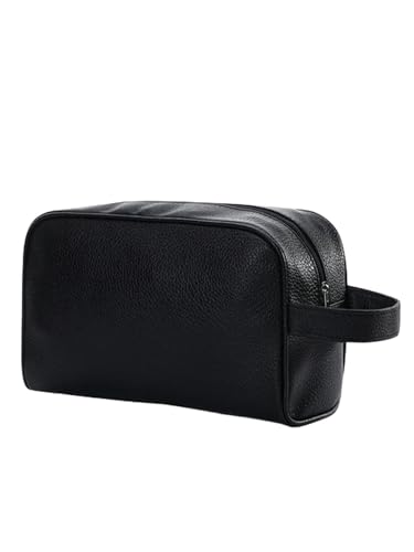 Makeup Tasche Haar Reisekosmetikbeutel Mit Griff, Pu -Leder Tragbare Große Make -Up -Taschen, Für Frauen Männer Mädchen Toiletten -Make -Up -Werkzeuge-Schwarz von HAAR