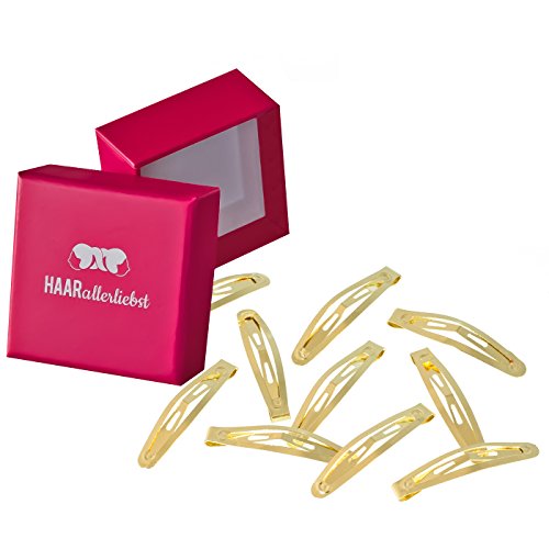 Haarallerliebst Haarspangen klein & gebogen für Kinder & Damen – 10 Stück in gold (4,3 cm) inkl. Aufbewahrungsbox – Ideal für normales, dickes & voluminöses Haar von HAARallerliebst