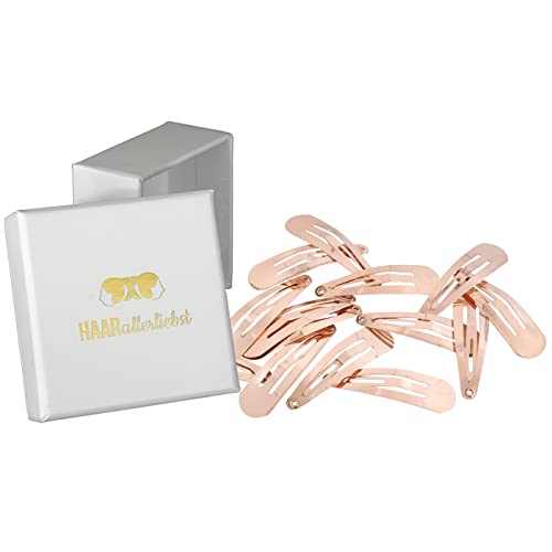 HAARallerliebst® 14 Stück Snap Haarspangen Damen - roségold - 4cm Metall Haarclips Haarklammer Haar Hair Clip Clips Kinder Haarklammern Haarspange mit Aufbewahrungsbox Damen Mädchen Herren von HAARallerliebst