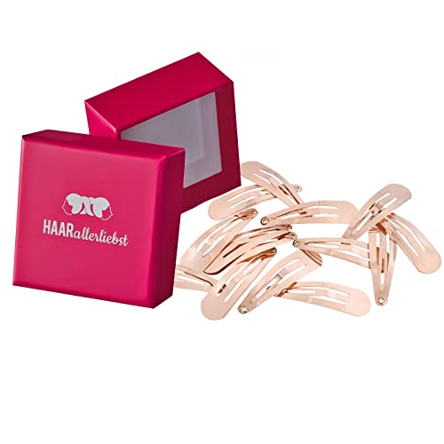 HAARallerliebst® 14 Stück Snap Haarspangen Damen - roségold - 5cm Metall Haarclips Haarklammer Haar Clips Kinder Haarklammern Haarspange mit Box für Damen Mädchen Herren von HAARallerliebst