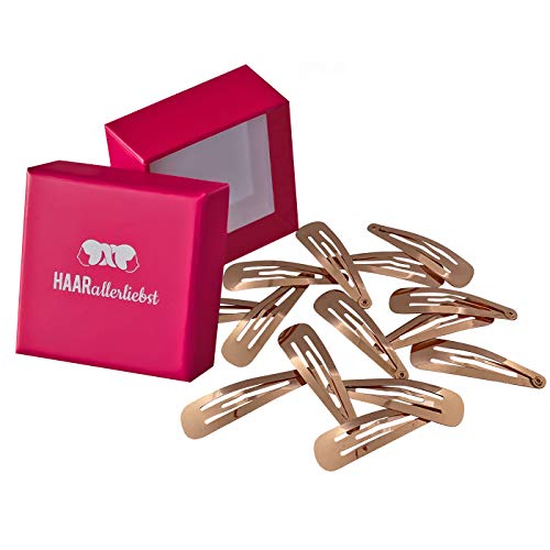 HAARallerliebst® 14 Stück Snap Haarspangen Damen - roségold - 5cm Metall Haarclips Haarklammer Haar Clips Kinder Haarklammern Haarspange mit Box für Damen Mädchen Herren gold von HAARallerliebst