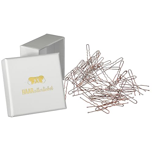 HAARallerliebst® Haarnadeln braun 50 Stück, 5cm inkl Aufbewahrungsbox - U Form Haarklammern - Haargabeln für Damen Mädchen, Haarnadel Hairpin Haarschmuck (braun; Schachtelfarbe: weiss) von HAARallerliebst