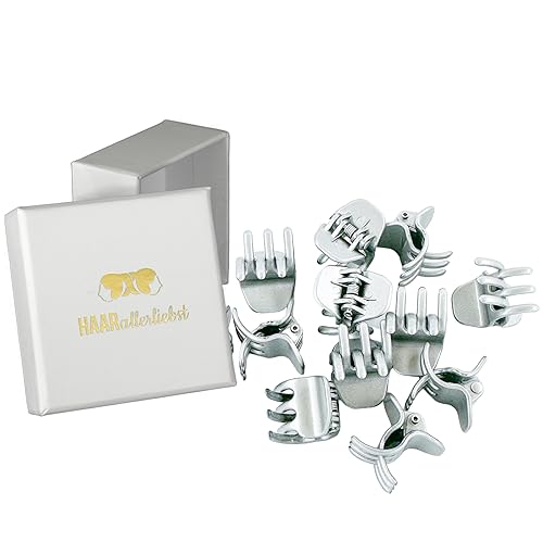 HAARallerliebst® Orchideen Haarklammern Klein, 2cm Silber Mini-Haarspangen in Schachtel, Klein Haarklammer Hair Clip, Haarklammern Haarschmuck, kleine Spangen für Mädchen Damen von HAARallerliebst