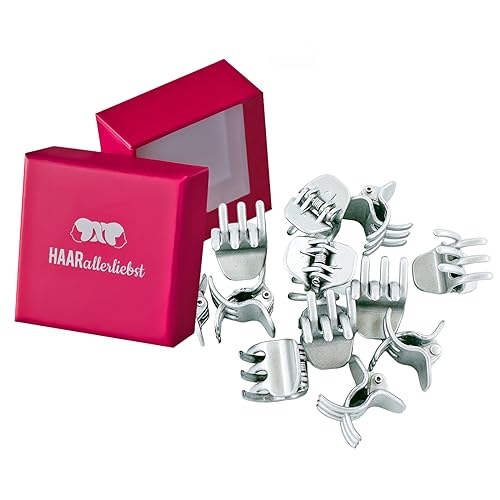 HAARallerliebst® Orchideen Haarklammern Klein, 2cm Silber Mini-Haarspangen in Schachtel, Klein Haarklammer Hair Clip, Haarklammern Haarschmuck, kleine Spangen für Mädchen Damen von HAARallerliebst