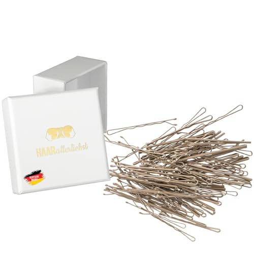 HAARallerliebst® Premium Bobby Pins Haarklammern - 100 Stück Beige, Extra Breit und Stabil, 5cm Haarnadeln Set, Metall Hair Pin für Damen & Mädchen Kinder Bobbypins inkl. Haarspangen Box von HAARallerliebst