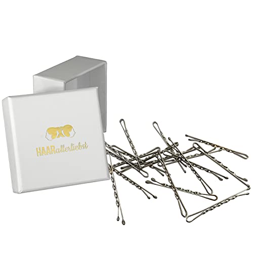 HAARallerliebst® Premium Bobby Pins Haarklammern gedreht - 18 Stück Silber, Extra Halt und ultra Stabil, 5cm Haarnadeln Set, Damen Mädchen Kinder inkl. Haarspangen Box von HAARallerliebst