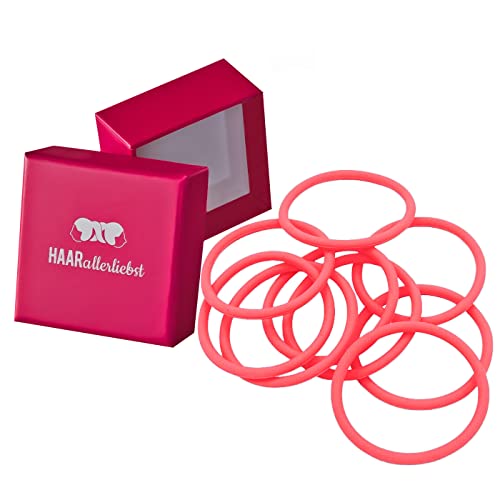 HAARallerliebst® unisex Silikon Haargummis 9 Stück - Premium Haargummi Zopfgummi coralle ultra starker Halt - Männer & Herren Damen & Mädchen - Hair ties - Sport Haarschmuck inkl Box zur Aufbewahrung von HAARallerliebst