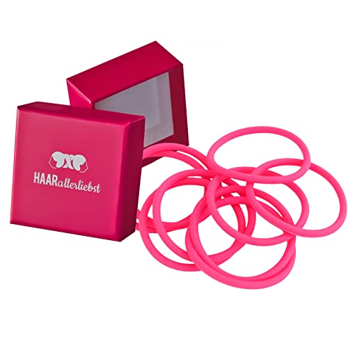 HAARallerliebst® unisex Silikon Haargummis 9 Stück - Premium Haargummi Zopfgummi pink ultra starker Halt - Männer Herren Damen Mädchen - Hair ties - Sport Haarschmuck inkl Box zur Aufbewahrung von HAARallerliebst