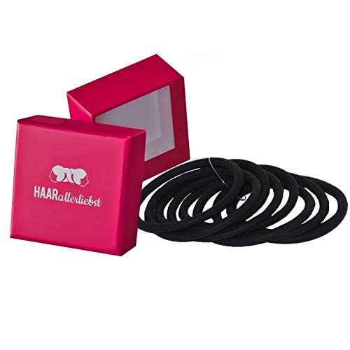 HAARallerliebst® unisex Silikon Haargummis 9 Stück - Premium Haargummi Zopfgummi schwarz ultra starker Halt - Männer & Herren, Damen & Mädchen, Sport - Hair ties inkl. Schachtel zur Aufbewahrung von HAARallerliebst