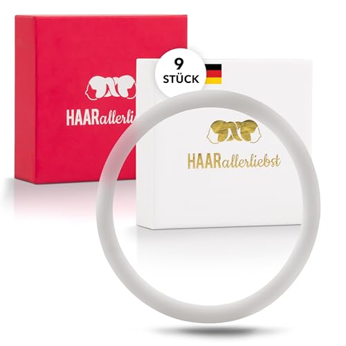 HAARallerliebst® unisex Silikon Haargummis 9 Stück - Premium Haargummi Zopfgummi transparent ultra starker Halt - Männer Herren Damen Mädchen - Sport Hair ties - Haarschmuck inkl. Box zur Aufbewahrung von HAARallerliebst