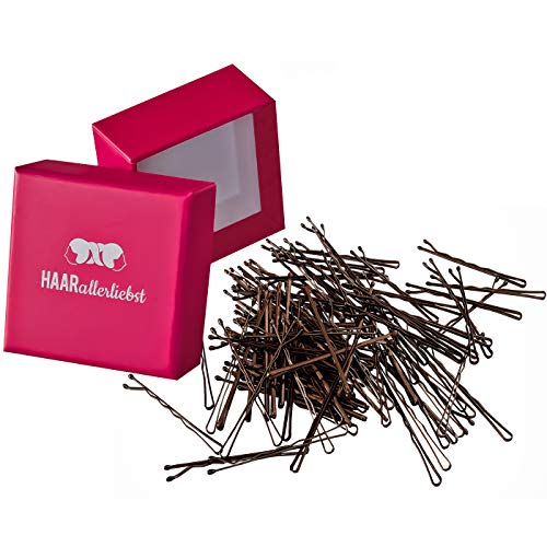 HAARallerliebst 100 Haarnadeln - 5 cm Bobby Pins - braun glänzend für braune Haare – Haarklemmen Damen & Hair Pins in pinker Box - Perfekte Haarnadel für Styling & Halt HAARallerliebst 100 Haarnadeln - 5 cm Bobby Pins - braun glänzend für braune Haare – Haarklemmen Damen & Hair Pins in pinker Box - Perfekte Haarnadel für Styling & Halt von HAARallerliebst
