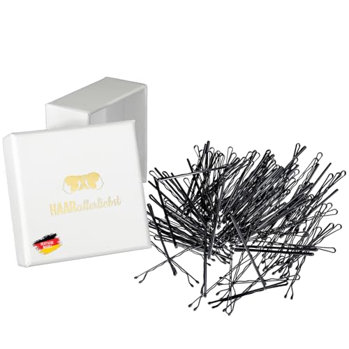 HAARallerliebst 100 Haarnadeln - 5 cm Bobby Pins - schwarz für dunkle Haare – Haarklemmen Damen & Hair Pins in weisser Box - Perfekte Haarnadel für Styling & Halt von HAARallerliebst