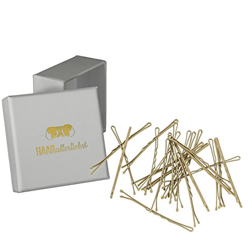 HAARallerliebst 24 Haarnadeln MORE GRIP - 6 cm Bobby Pins beige für blondes Haar - kein Verrutschen– Haarklemmen Damen & Hair Pins in weisser Box - Perfekte Haarnadel für Styling & Halt von HAARallerliebst