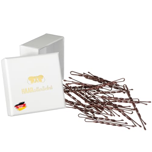 HAARallerliebst 24 Haarnadeln gedreht - 5,5 cm Bobby Pins braun - mehr Halt durch die Drehung – Haarklemmen Damen & Hair Pins in weisser Box - Perfekte Haarnadel für Styling & Halt von HAARallerliebst