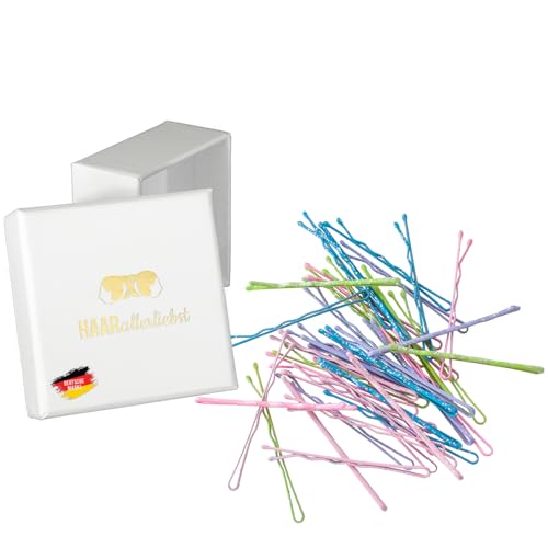 HAARallerliebst 40 Haarnadeln - 5 cm Bobby Pins - pastell mit Glitzer für alle Haartypen – Haarklemmen Damen & Hair Pins in weisser Box - Perfekte Haarnadel für Styling & Halt von HAARallerliebst