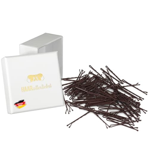 HAARallerliebst 50 Haarnadeln - 5 cm Bobby Pins - braun für braune Haare – Haarklemmen Damen & Hair Pins in weisser Box - Perfekte Haarnadel für Styling & Halt von HAARallerliebst