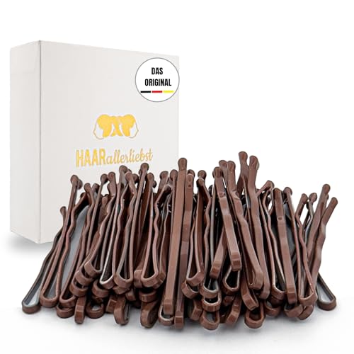 HAARallerliebst 50 Mini Haarnadeln - 3,4 cm klein Bobby Pins - braun für braune Haare – Haarklemmen Damen & Hair Pins in weisser Box - Perfekte Haarnadel für Styling & Halt von HAARallerliebst