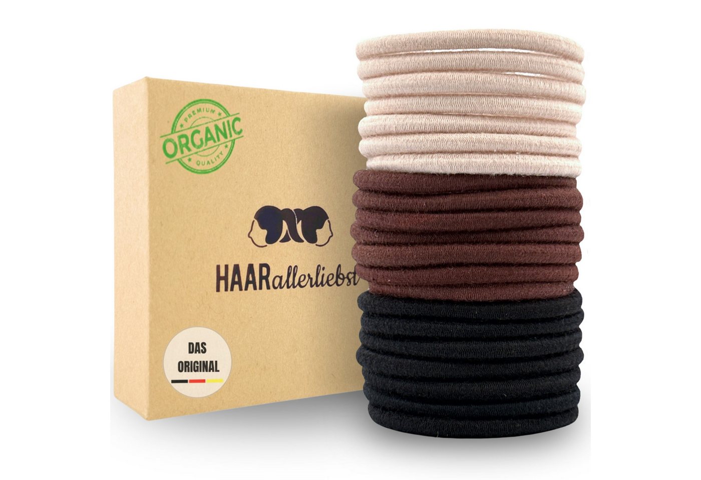 HAARallerliebst Haargummi Bio Haargummis Normal, Spar-Set, 18-tlg., Farbe schwarz, 5cm von HAARallerliebst