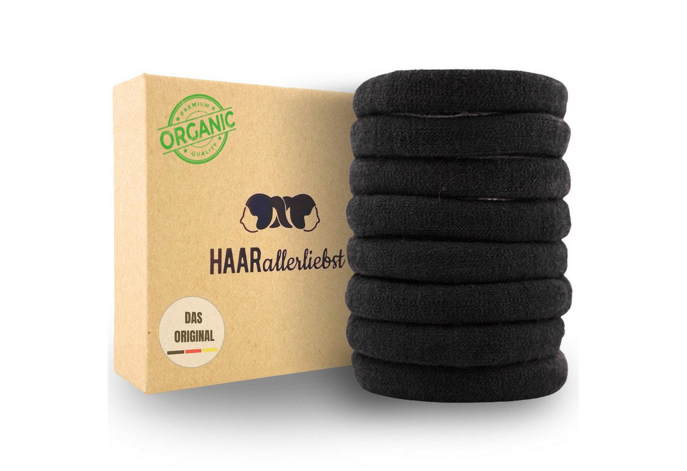 HAARallerliebst Haargummi Bio Haargummis soft groß, Spar-Set, Farbe Schwarz, 4cm von HAARallerliebst