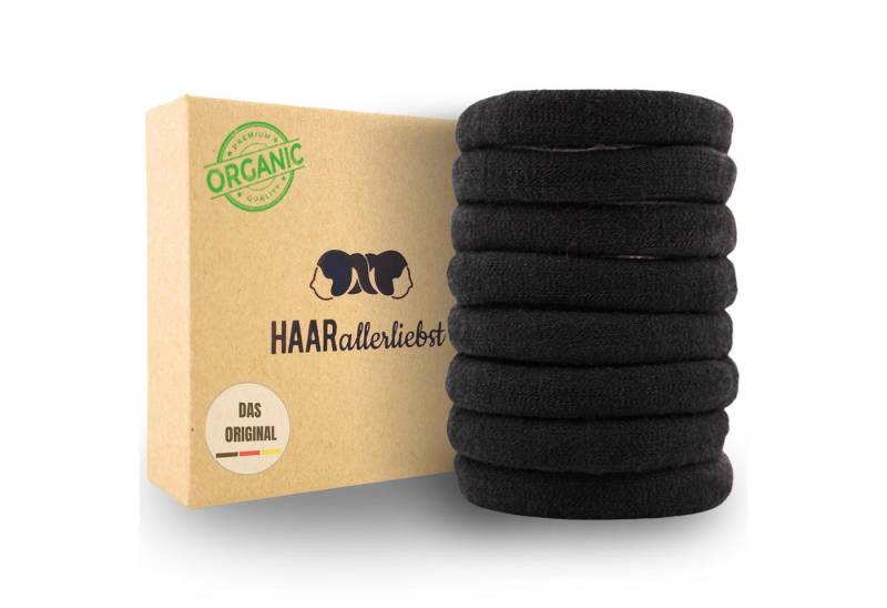HAARallerliebst Haargummi Bio Haargummis soft groß, Spar-Set, 8-tlg., Farbe Schwarz, 4cm von HAARallerliebst