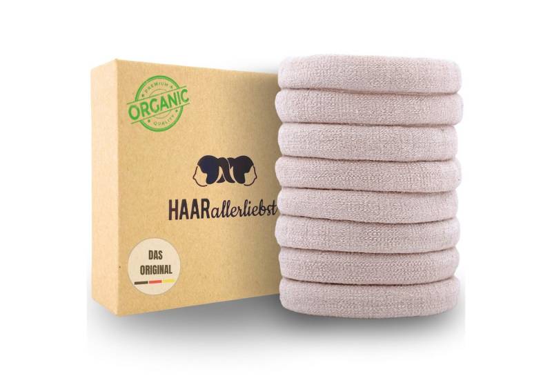 HAARallerliebst Haargummi Bio Haargummis soft groß, Spar-Set, 8-tlg., Farbe beige, 4cm von HAARallerliebst