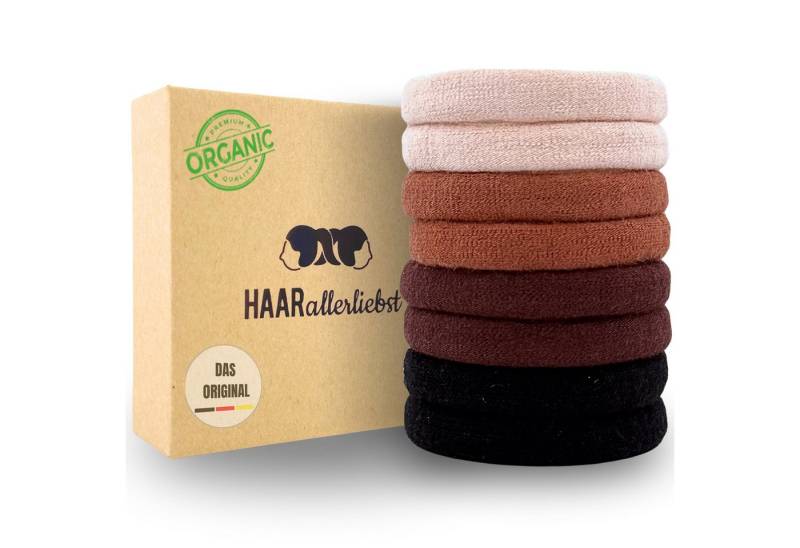 HAARallerliebst Haargummi Bio Haargummis soft groß, Spar-Set, 8-tlg., Farbe beige schwarz braun, 4cm von HAARallerliebst