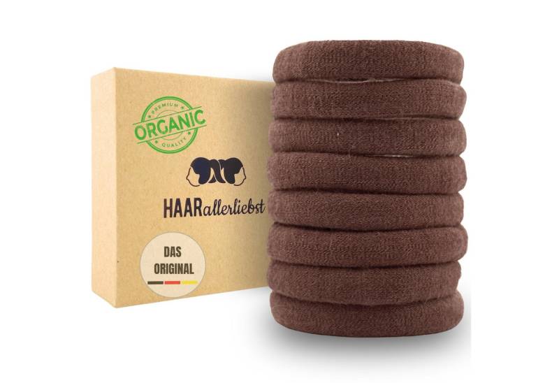 HAARallerliebst Haargummi Bio Haargummis soft groß, Spar-Set, 8-tlg., Farbe dunkelbraun, 4cm von HAARallerliebst