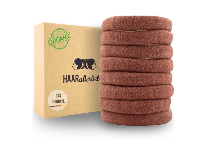 HAARallerliebst Haargummi Bio Haargummis soft groß, Spar-Set, 8-tlg., Farbe hellbraun, 4cm von HAARallerliebst