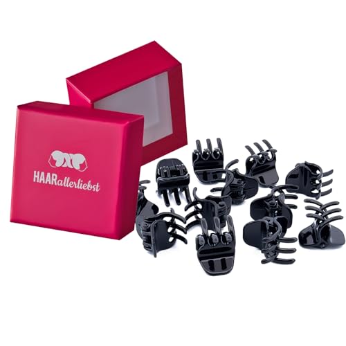 HAARallerliebst Haarklammer Klein Set 12 Stück – Haarspange Klein für Damen – Haarspangen Damen Schwarz – Kleine Haarklammern – Haarklemmen Damen – Mini Haarklammern von HAARallerliebst